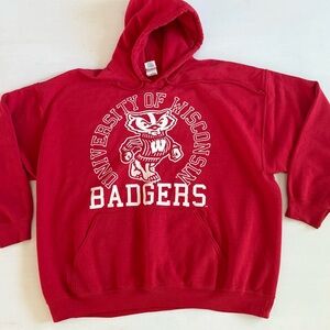 Vintage Wisconsin Badgers‎ Hoodie Mens XL Red Sweatshirt Team Bucky Logo
